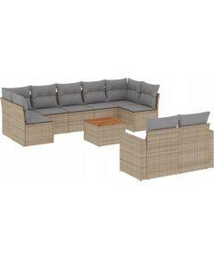 vidaXL 10-częsciowy zestaw mebli ogrodowych z poduszkami, mieszany beż Dārza mēbeļu komplekti
