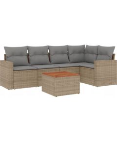 vidaXL 6-częsciowy zestaw mebli ogrodowych z poduszkami, mieszany beż Dārza mēbeļu komplekti