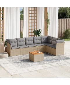 vidaXL 8-częsciowy zestaw mebli ogrodowych z poduszkami, mieszany beż Dārza mēbeļu komplekti