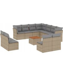 vidaXL 12-częsciowy zestaw mebli ogrodowych z poduszkami, mieszany beż Dārza mēbeļu komplekti