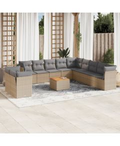 vidaXL 12-częsciowy zestaw mebli ogrodowych z poduszkami, mieszany beż Dārza mēbeļu komplekti