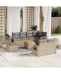 vidaXL 9-częsciowy zestaw mebli ogrodowych z poduszkami, mieszany beż Dārza mēbeļu komplekti