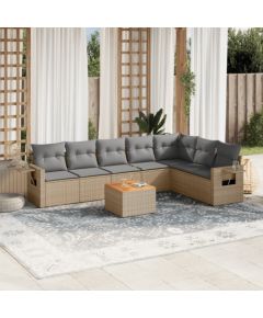 vidaXL 8-częsciowy zestaw mebli ogrodowych z poduszkami, mieszany beż Dārza mēbeļu komplekti