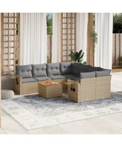 vidaXL 9-częsciowy zestaw mebli ogrodowych z poduszkami, mieszany beż Dārza mēbeļu komplekti