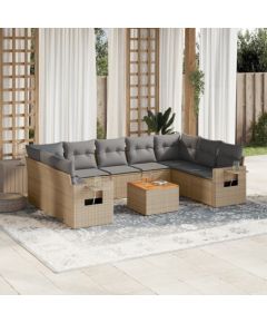 vidaXL 10-częsciowy zestaw mebli ogrodowych z poduszkami, mieszany beż Dārza mēbeļu komplekti