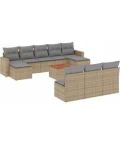 vidaXL 11-częsciowy zestaw mebli ogrodowych z poduszkami, mieszany beż Dārza mēbeļu komplekti