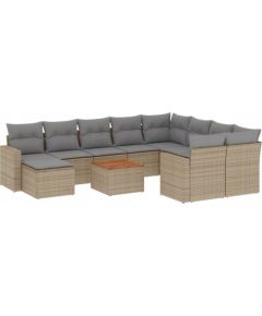 vidaXL 11-częsciowy zestaw mebli ogrodowych z poduszkami, mieszany beż Dārza mēbeļu komplekti