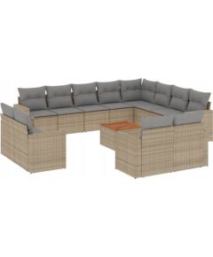 vidaXL 13-częsciowy zestaw mebli ogrodowych z poduszkami, mieszany beż Dārza mēbeļu komplekti