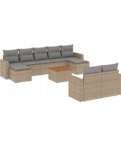 vidaXL 10-częsciowy zestaw mebli ogrodowych z poduszkami, mieszany beż Dārza mēbeļu komplekti