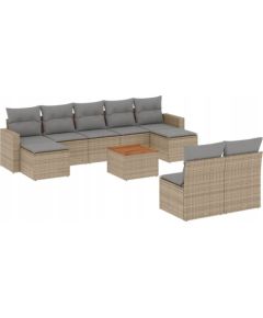 vidaXL 10-częsciowy zestaw mebli ogrodowych z poduszkami, mieszany beż Dārza mēbeļu komplekti