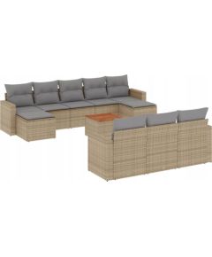 vidaXL 11-częsciowy zestaw mebli ogrodowych z poduszkami, mieszany beż Dārza mēbeļu komplekti