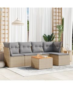 vidaXL 6-częsciowy zestaw mebli ogrodowych z poduszkami, mieszany beż Dārza mēbeļu komplekti