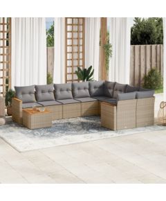 vidaXL 10-częsciowy zestaw mebli ogrodowych z poduszkami, mieszany beż Dārza mēbeļu komplekti