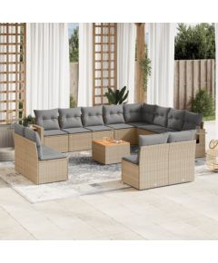 vidaXL 13-częsciowy zestaw mebli ogrodowych z poduszkami, mieszany beż Dārza mēbeļu komplekti