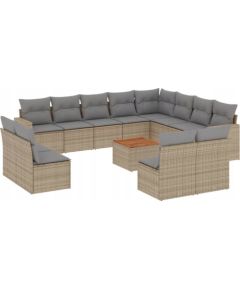 vidaXL 13-częsciowy zestaw mebli ogrodowych z poduszkami, mieszany beż Dārza mēbeļu komplekti