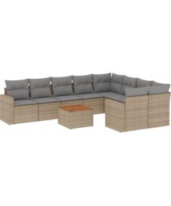 vidaXL 10-częsciowy zestaw mebli ogrodowych z poduszkami, mieszany beż Dārza mēbeļu komplekti