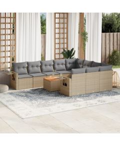 vidaXL 11-częsciowy zestaw mebli ogrodowych z poduszkami, mieszany beż Dārza mēbeļu komplekti