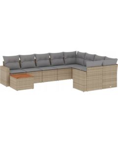 vidaXL 10-częsciowy zestaw mebli ogrodowych z poduszkami, mieszany beż Dārza mēbeļu komplekti