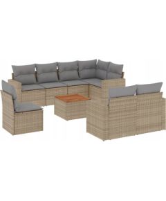 vidaXL 9-częsciowy zestaw mebli ogrodowych z poduszkami, mieszany beż Dārza mēbeļu komplekti