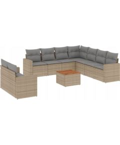 vidaXL 10-częsciowy zestaw mebli ogrodowych z poduszkami, mieszany beż Dārza mēbeļu komplekti