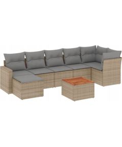 vidaXL 8-częsciowy zestaw mebli ogrodowych z poduszkami, mieszany beż Dārza mēbeļu komplekti