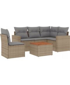 vidaXL 6-częsciowy zestaw mebli ogrodowych z poduszkami, mieszany beż Dārza mēbeļu komplekti