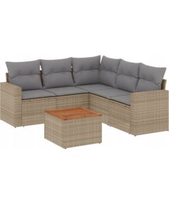 vidaXL 6-częsciowy zestaw mebli ogrodowych z poduszkami, mieszany beż Dārza mēbeļu komplekti