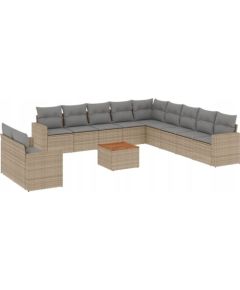 vidaXL 12-częsciowy zestaw mebli ogrodowych z poduszkami, mieszany beż Dārza mēbeļu komplekti