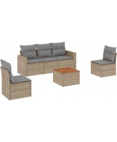 vidaXL 6-częsciowy zestaw mebli ogrodowych z poduszkami, mieszany beż Dārza mēbeļu komplekti