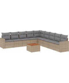 vidaXL 10-częsciowy zestaw mebli ogrodowych z poduszkami, mieszany beż Dārza mēbeļu komplekti