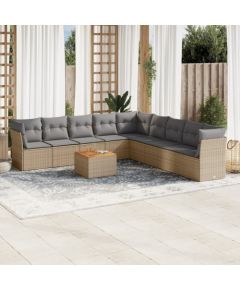 vidaXL 10-częsciowy zestaw mebli ogrodowych z poduszkami, mieszany beż Dārza mēbeļu komplekti