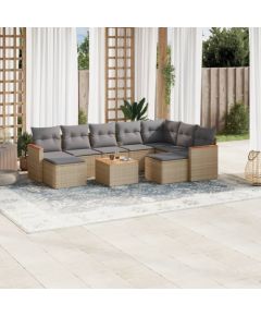 vidaXL 10-częsciowy zestaw mebli ogrodowych z poduszkami, mieszany beż Dārza mēbeļu komplekti