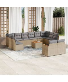vidaXL 13-częsciowy zestaw mebli ogrodowych z poduszkami, mieszany beż Dārza mēbeļu komplekti
