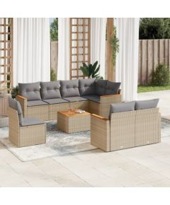 vidaXL 9-częsciowy zestaw mebli ogrodowych z poduszkami, mieszany beż Dārza mēbeļu komplekti