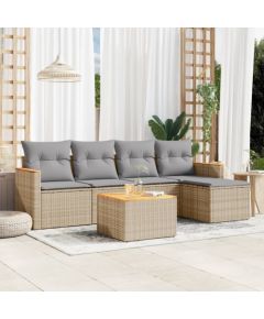 vidaXL 6-częsciowy zestaw mebli ogrodowych z poduszkami, mieszany beż Dārza mēbeļu komplekti