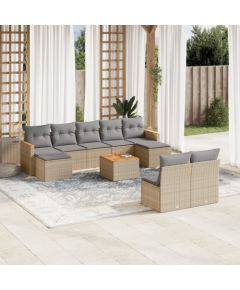 vidaXL 10-częsciowy zestaw mebli ogrodowych z poduszkami, mieszany beż Dārza mēbeļu komplekti