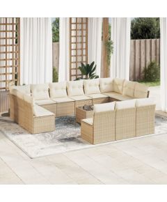 vidaXL 14-częsciowy zestaw mebli ogrodowych z poduszkami, beżowy, polirattan Dārza mēbeļu komplekti