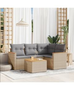 vidaXL 5-częsciowy zestaw mebli ogrodowych z poduszkami, mieszany beż Dārza mēbeļu komplekti