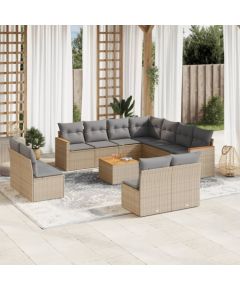 vidaXL 12-częsciowy zestaw mebli ogrodowych z poduszkami, mieszany beż Dārza mēbeļu komplekti