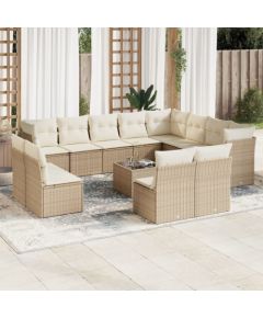 vidaXL 13-częsciowy zestaw mebli ogrodowych z poduszkami, beżowy, polirattan Dārza mēbeļu komplekti