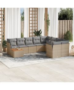 vidaXL 10-częściowy zestaw mebli ogrodowych z poduszkami, beżowy, polirattan Dārza mēbeļu komplekti