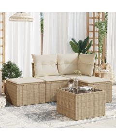 vidaXL 5-częściowy zestaw mebli ogrodowych z poduszkami, beżowy, polirattan Dārza mēbeļu komplekti