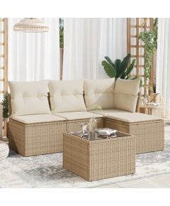 vidaXL 5-częściowy zestaw mebli ogrodowych z poduszkami, beżowy, polirattan Dārza mēbeļu komplekti