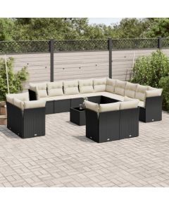 vidaXL 14-częściowy zestaw wypoczynkowy do ogrodu, poduszki czarny rattan PE Dārza mēbeļu komplekti