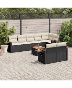 vidaXL 9-częściowy zestaw wypoczynkowy do ogrodu, z poduszkami, czarny Dārza mēbeļu komplekti