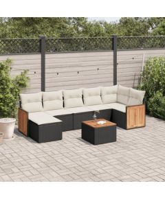 vidaXL 8-częściowy zestaw wypoczynkowy do ogrodu, z poduszkami, czarny Dārza mēbeļu komplekti