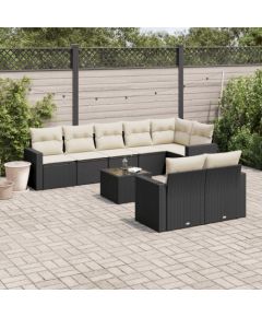 vidaXL 9-częściowy zestaw wypoczynkowy do ogrodu, z poduszkami, czarny Dārza mēbeļu komplekti