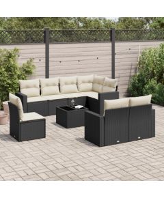 vidaXL 9-częściowy zestaw wypoczynkowy do ogrodu, z poduszkami, czarny Dārza mēbeļu komplekti