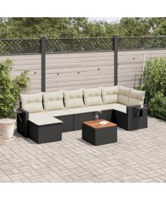 vidaXL 8-częściowy zestaw wypoczynkowy do ogrodu, z poduszkami, czarny Dārza mēbeļu komplekti