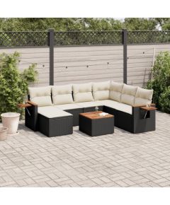 vidaXL 8-częściowy zestaw wypoczynkowy do ogrodu, z poduszkami, czarny Dārza mēbeļu komplekti